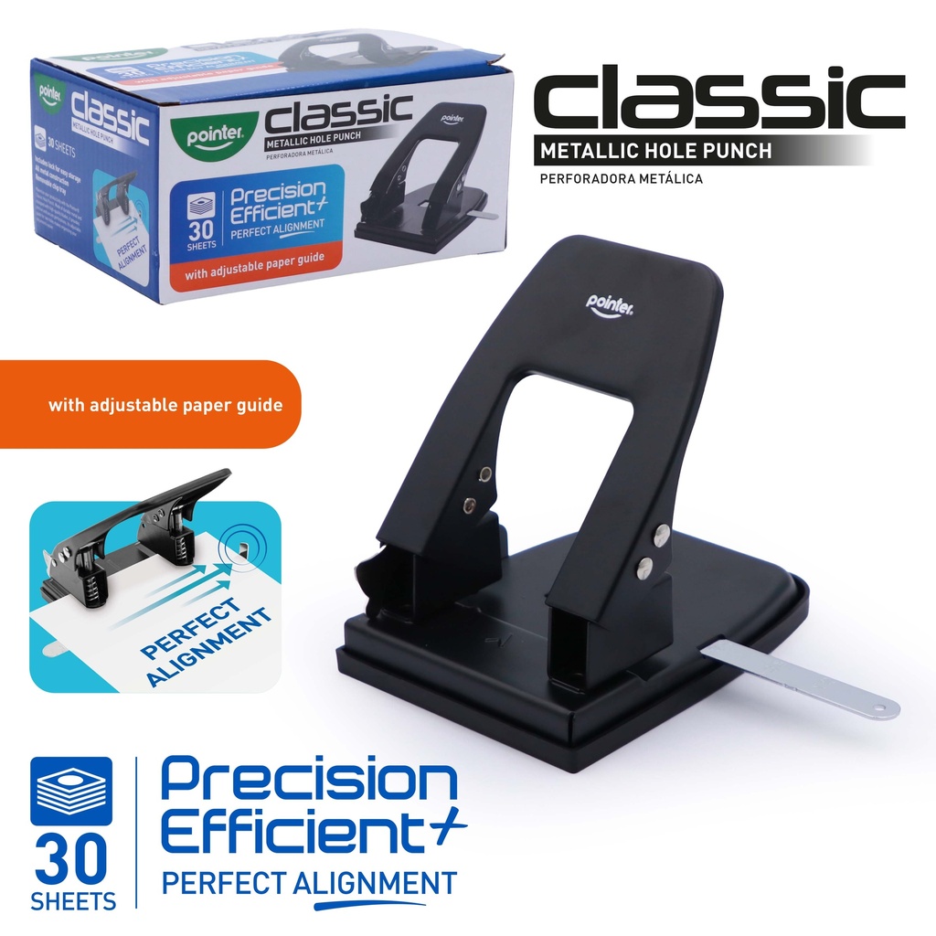 TWO-HOLE PUNCH,CLASSIC METALLIC, 2-HOLE PUNCH, 30 SHEETS, 1 PIECE