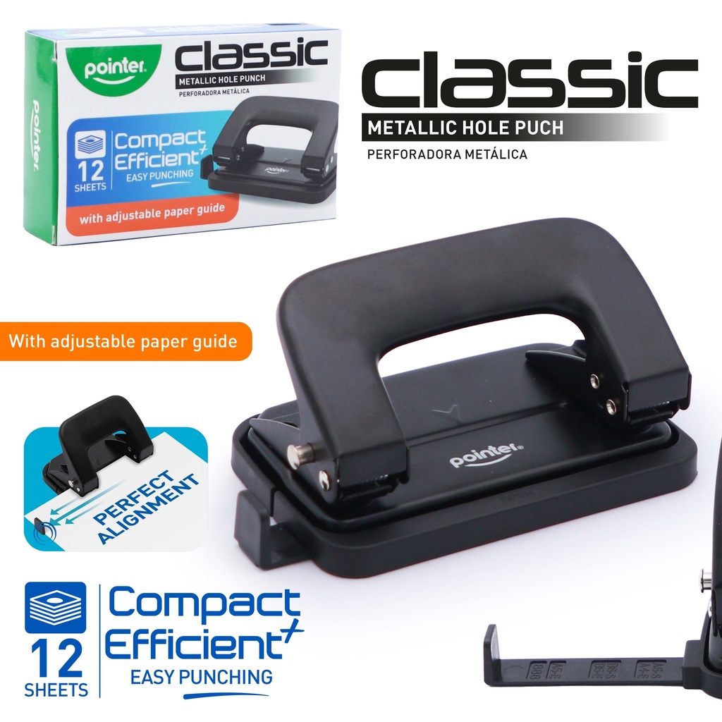 TWO-HOLE PUNCH, CLASSIC METALLIC, 12 SHEETS, 1 PIECE 