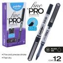 PENS, FINE PRO, ROLLERBALL, BLACK COLOR, 0.5 MM, BOX OF 12 PIECES