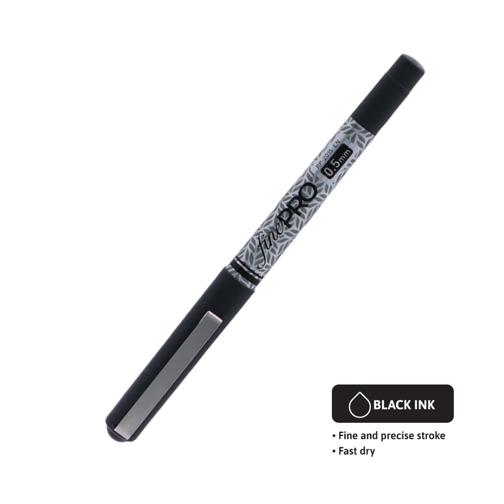 PENS, FINE PRO, ROLLERBALL, BLACK COLOR, 0.5 MM, BOX OF 12 PIECES