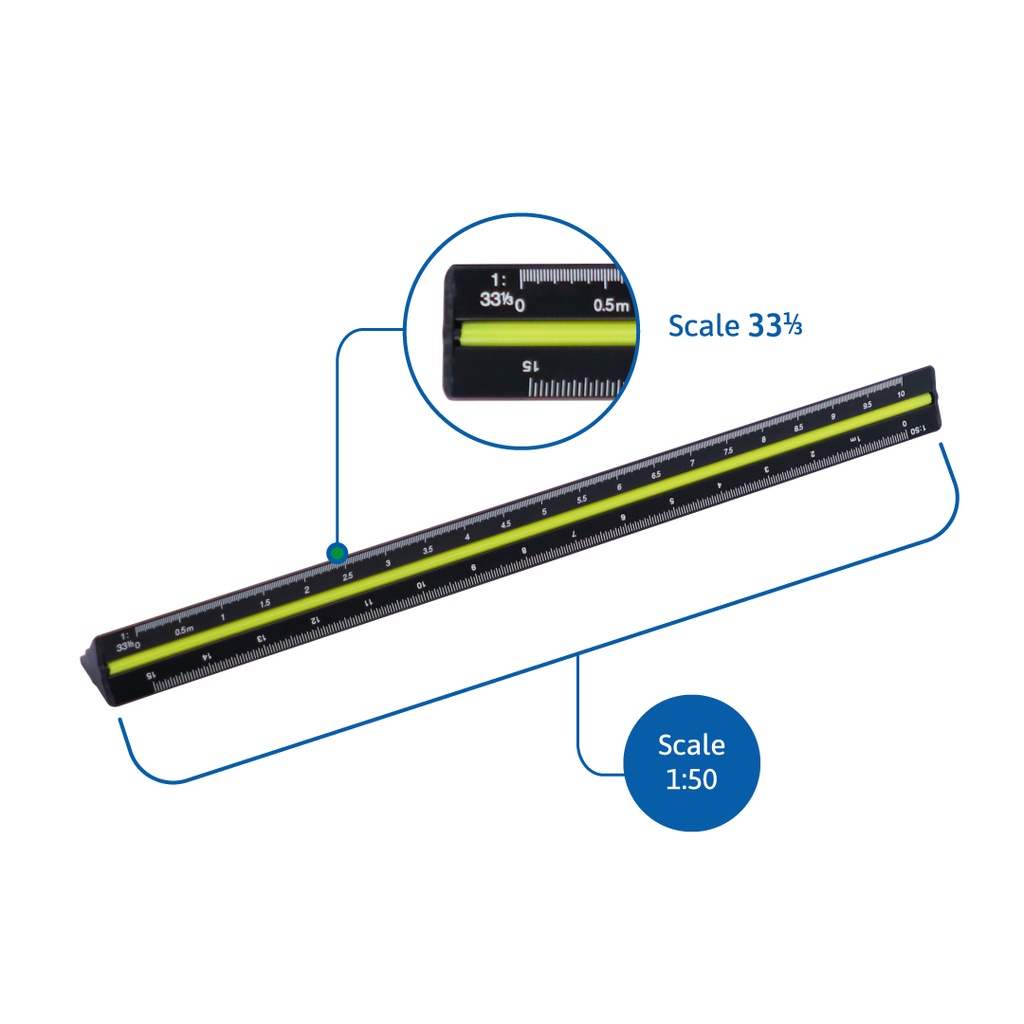 ALUMINUM ARCHITECT RULER, METRIC SCALE, 12"/ 30 CM, 1 PIECE
