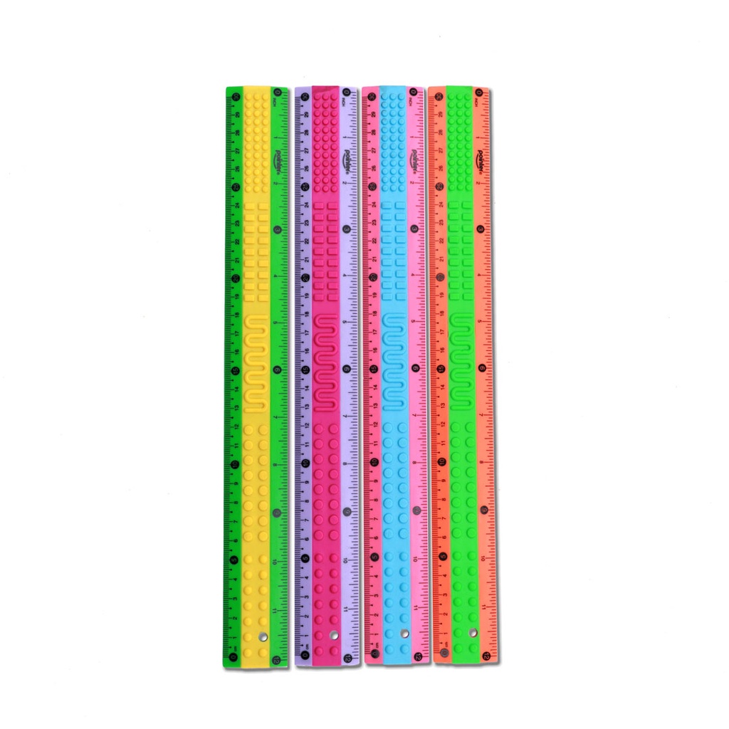 RULER, PLASTIC ,BRICK DESIGN, 12"/ 30 CM, 1 PIECE
