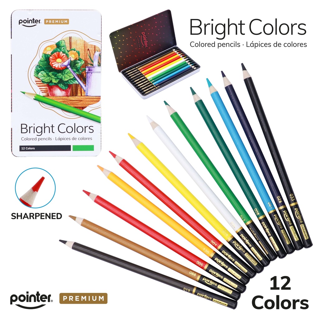 COLORED PENCILS, PREMIUM ARTIST, METAL BOX, SET OF 12 COLORS