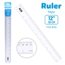 RULER, PLASTIC, CLEAR, 12"/ 30 CM, 1 PIECE