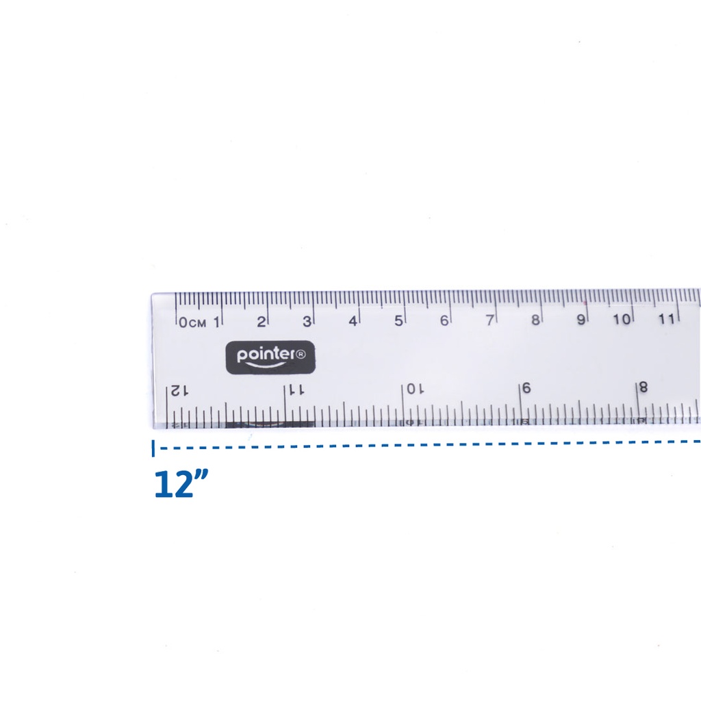 RULER, PLASTIC, CLEAR, 12"/ 30 CM, 1 PIECE