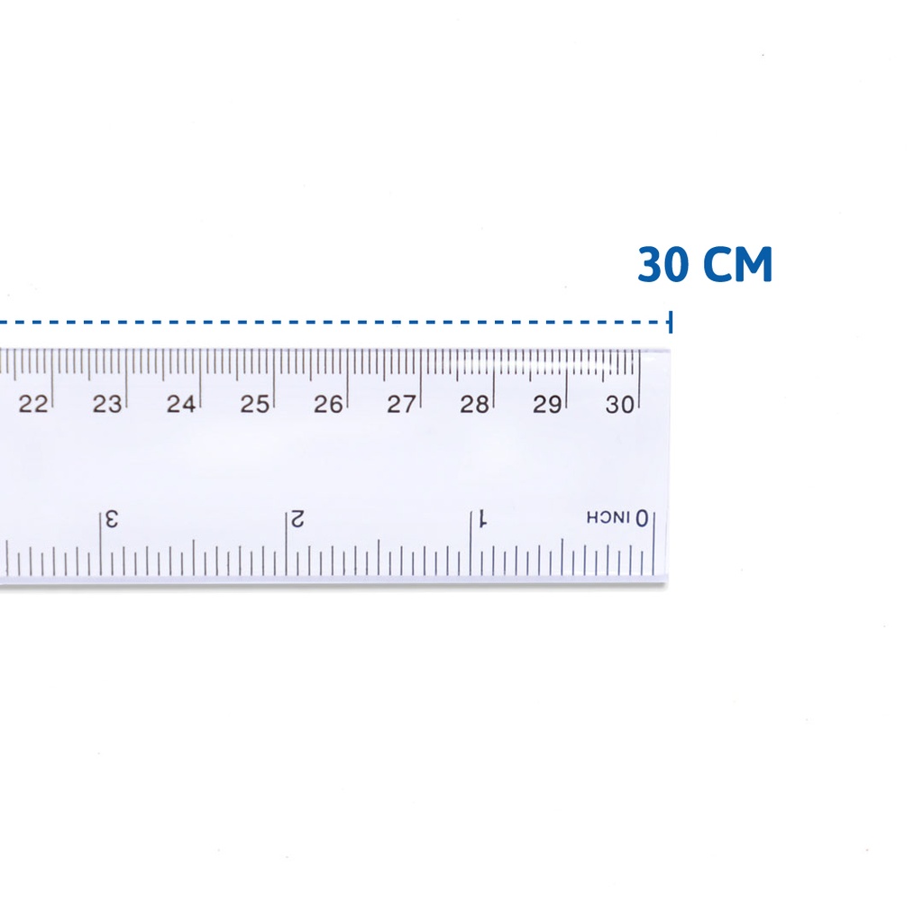 RULER, PLASTIC, CLEAR, 12"/ 30 CM, 1 PIECE