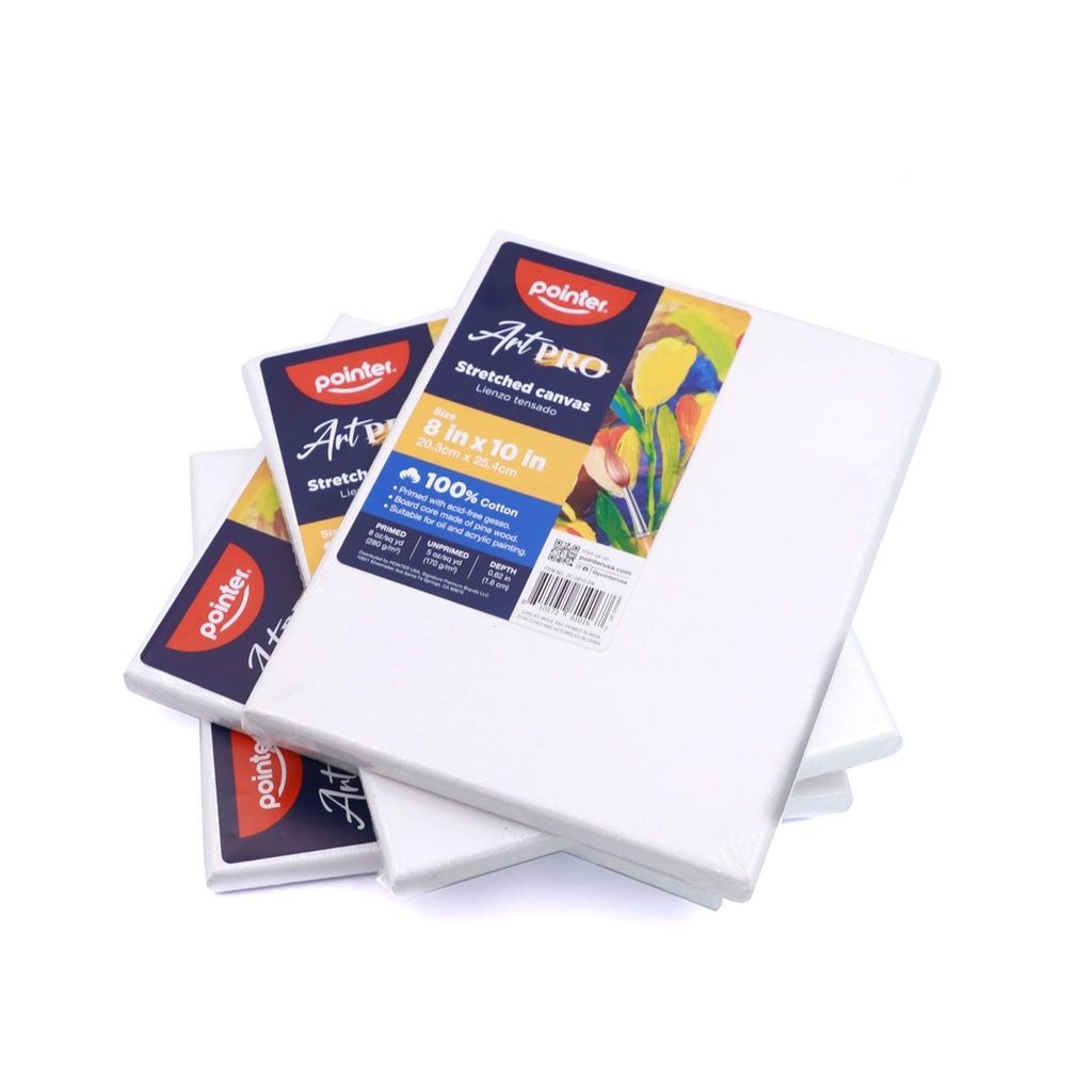 CANVAS, STRETCHED, 8X10" , 100% COTTON, 280 G/M² , PACK OF 4 PIECES