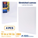 CANVAS, STRETCHED, 11X14", 100% COTTON, 280 G/M² , PACK OF 4 PIECES