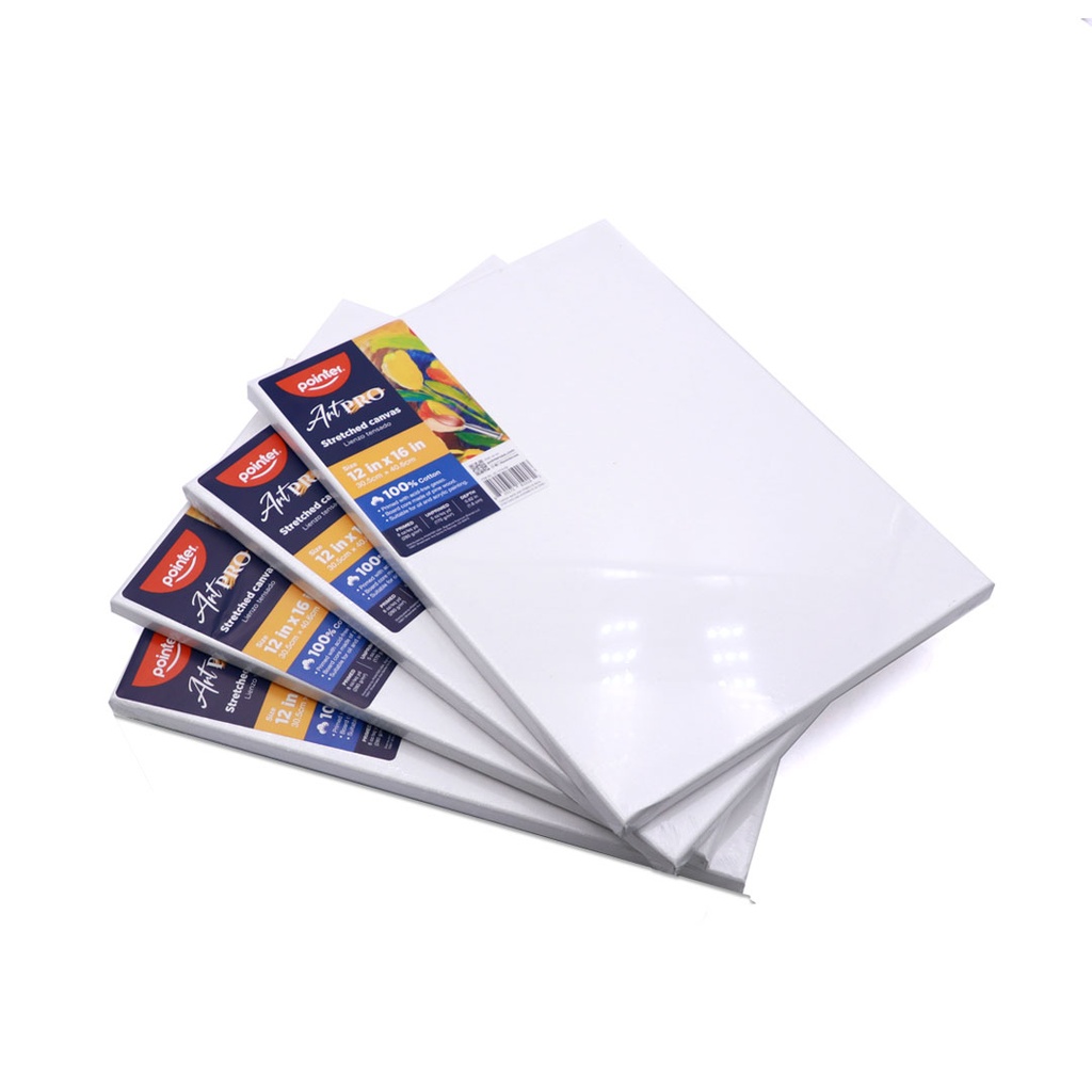 CANVAS, STRETCHED, 12X16", 100% COTTON, 280 G/M² , PACK OF 4 PIECES