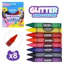 CRAYONS, JUMBO, GLITTER, SET OF 8 COLORS