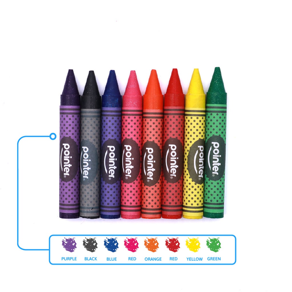 CRAYONS, JUMBO, GLITTER, SET OF 8 COLORS
