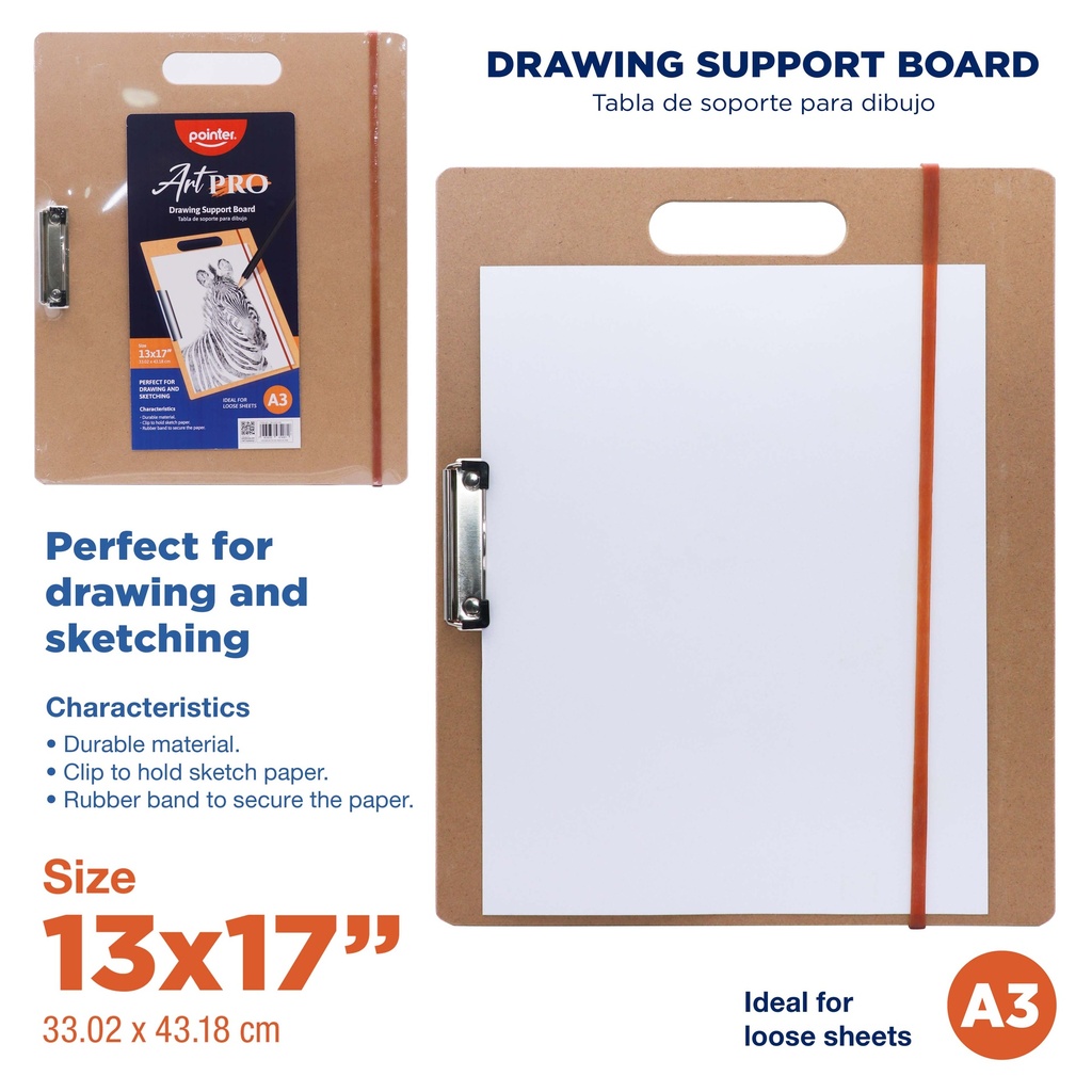 DRAWING SUPPORT BOARD  A3 WITH RUBBER BAND, 1 PIECE