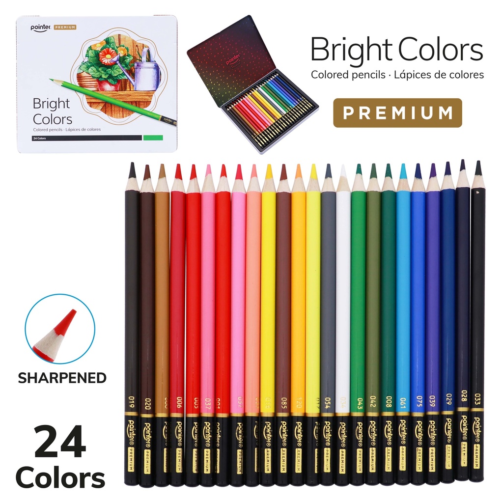 COLORED PENCILS, PREMIUM ARTIST, METAL BOX, SET OF 24 COLORS