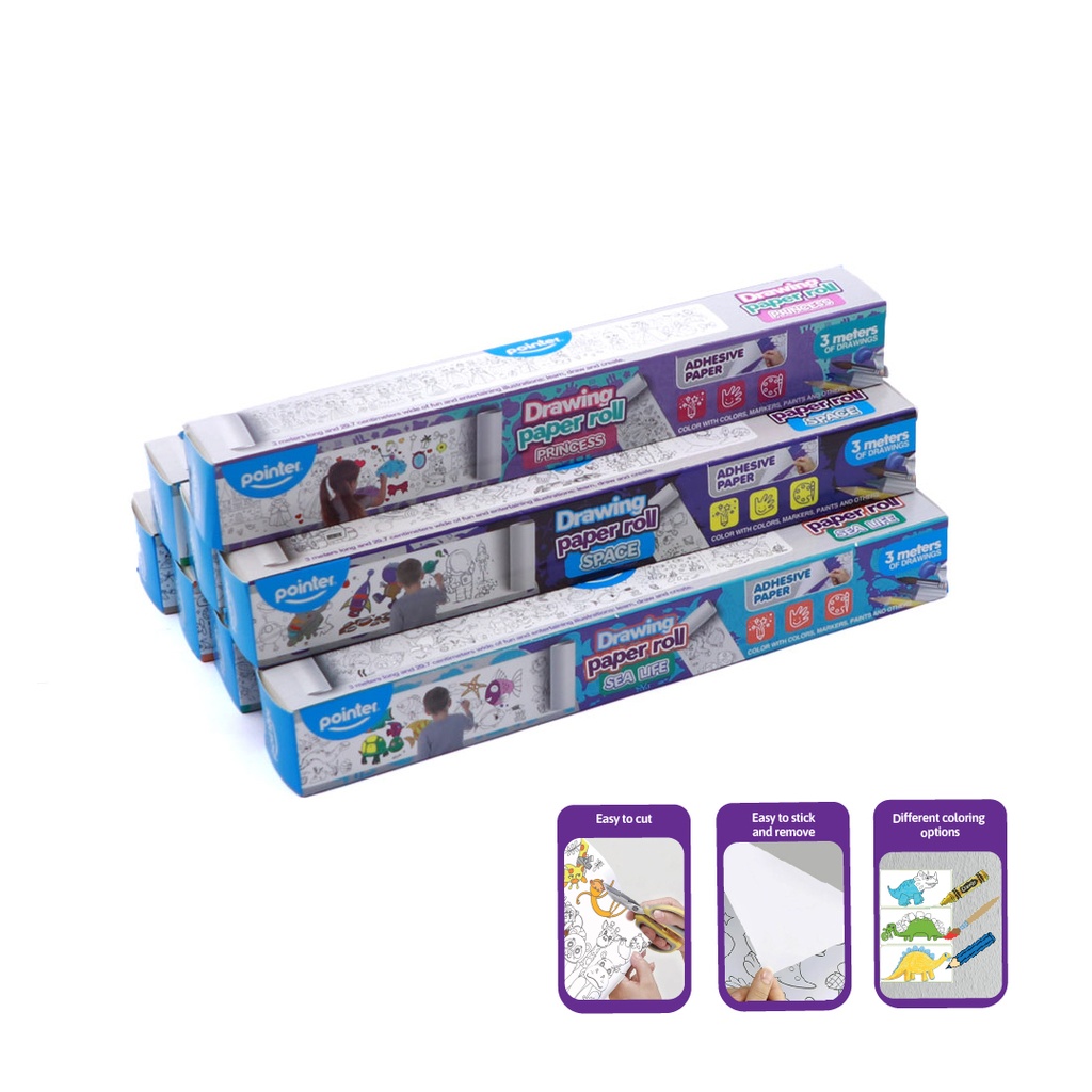 DRAWING PAPER ROLL, STICKY , FOR CHILDREN, 29.7X300 CM, 100 GSM, 1 ROLL