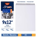 SKETCH PAD, 9X 12", TOP SPIRAL BOUND, 80 DETACHABLE SHEETS, 100 G/M²,1 PIECE