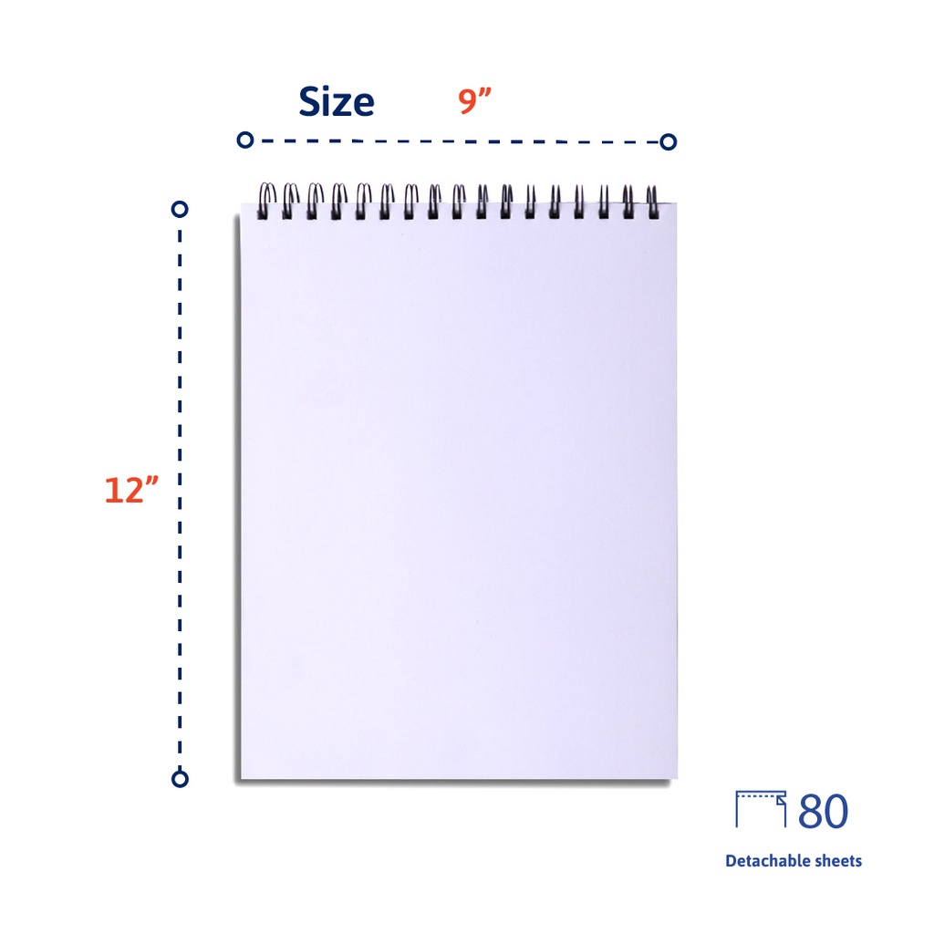 SKETCH PAD, 9X 12", TOP SPIRAL BOUND, 80 DETACHABLE SHEETS, 100 G/M²,1 PIECE