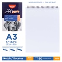 SKETCH PAD, 11.7X 16.5", A3, TOP SPIRAL BOUND, 80 DETACHABLE SHEETS, 100 G/M², 1 PIECE