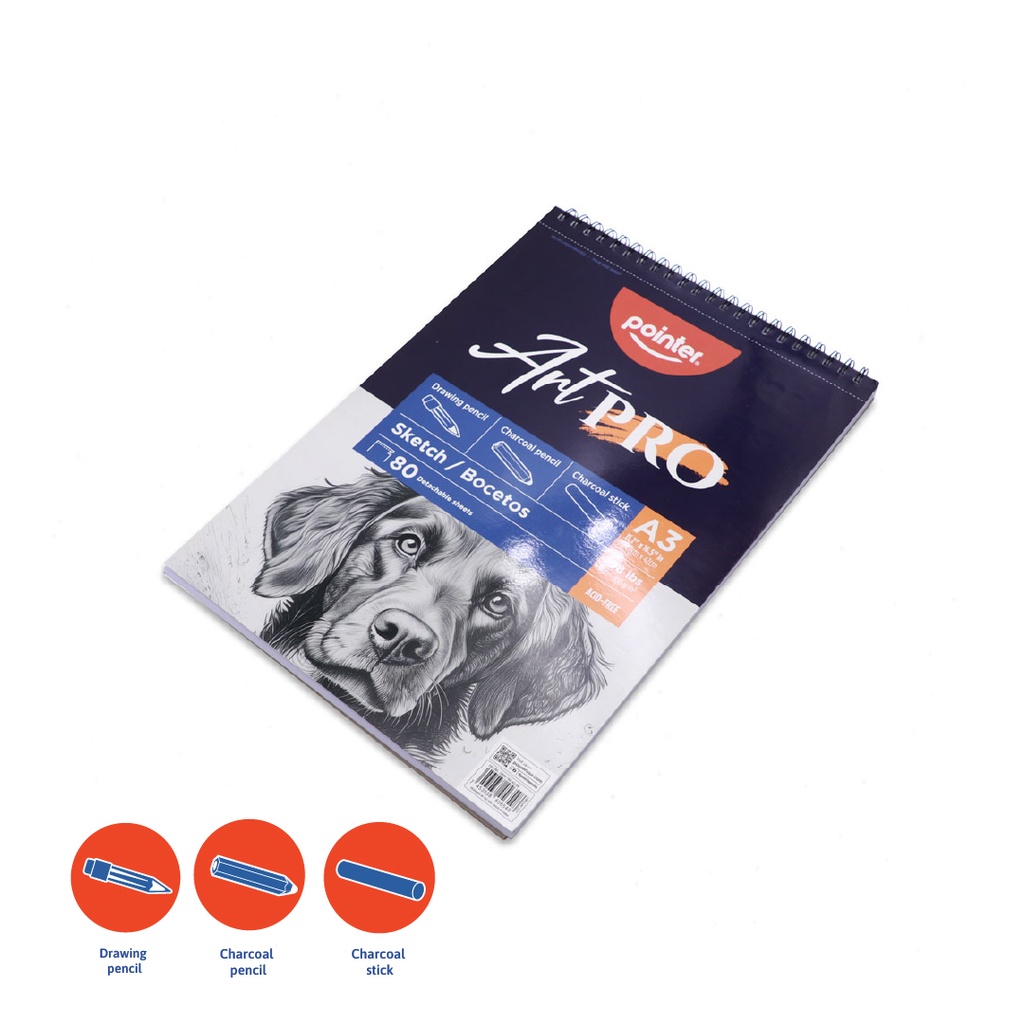 SKETCH PAD, 11.7X 16.5", A3, TOP SPIRAL BOUND, 80 DETACHABLE SHEETS, 100 G/M², 1 PIECE