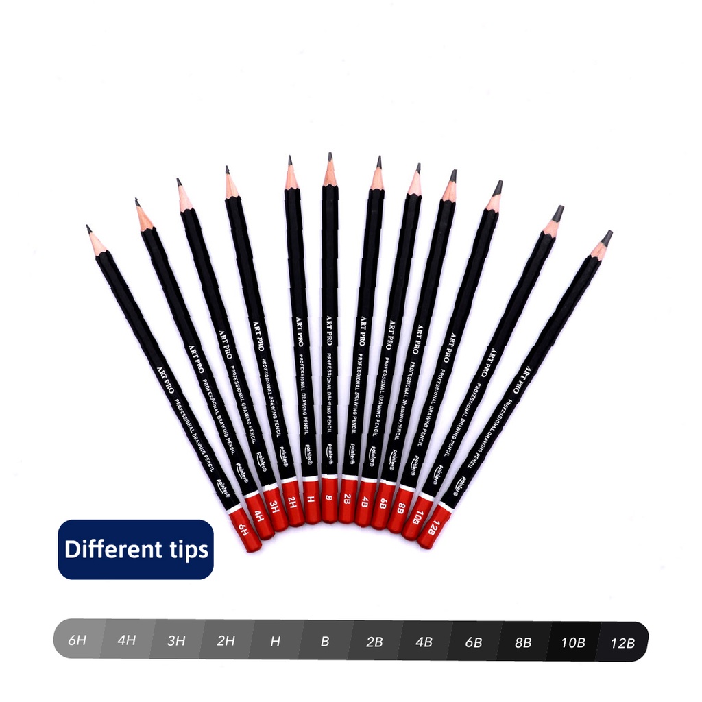 DRAWING SKETCHING PENCIL  FROM 6H TO 12B, SET OF  12 PIECES