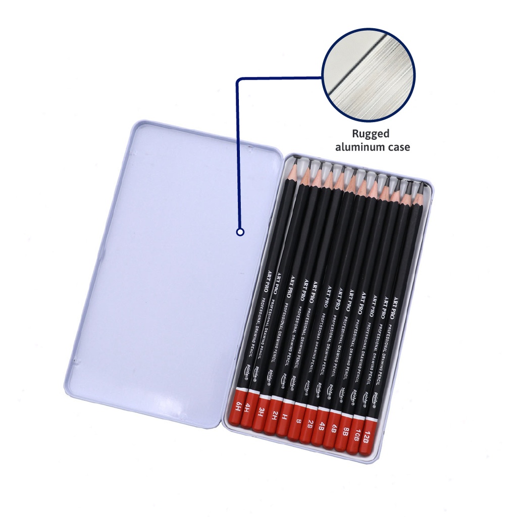 DRAWING SKETCHING PENCIL  FROM 6H TO 12B, SET OF  12 PIECES