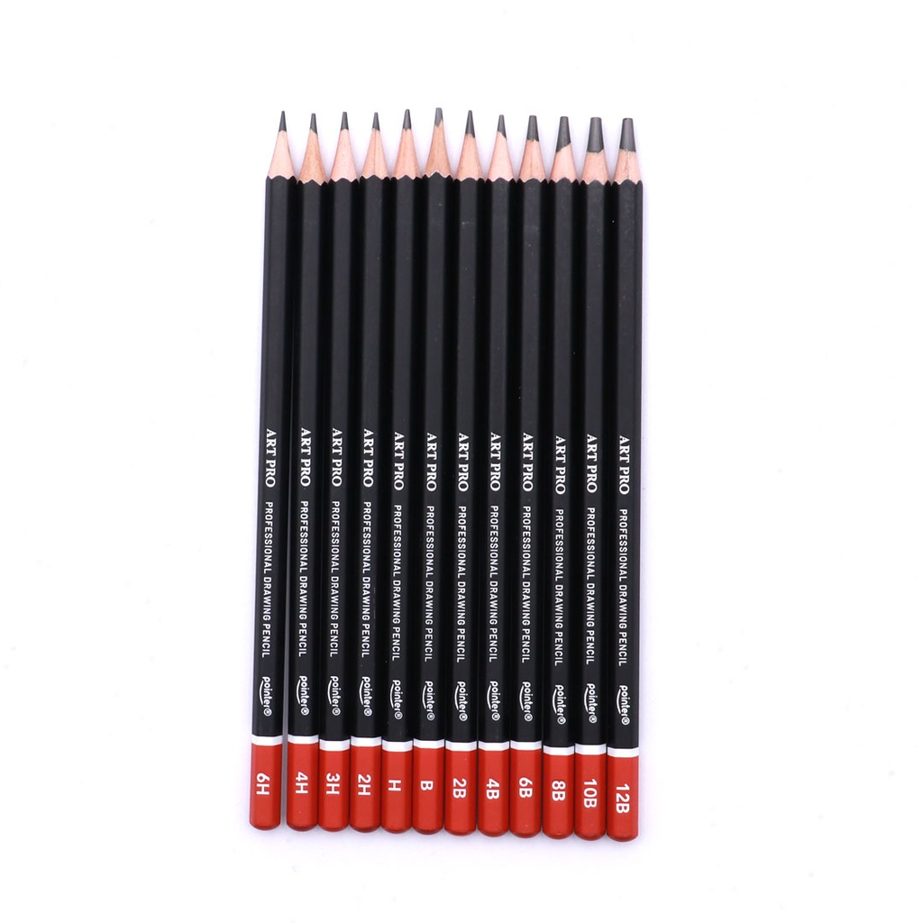 DRAWING SKETCHING PENCIL  FROM 6H TO 12B, SET OF  12 PIECES