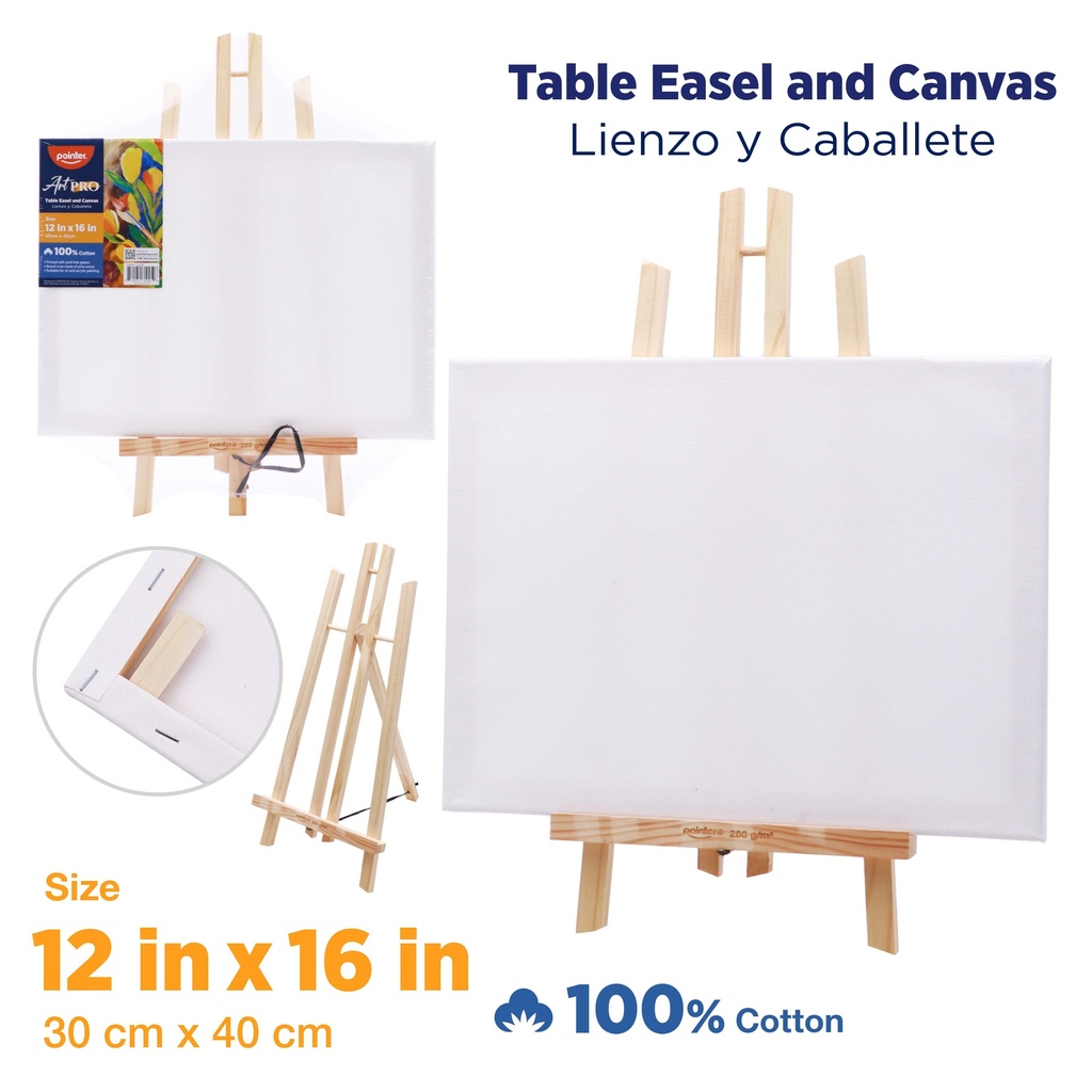 CANVAS AND TABLE EASEL, 100% COTTON, 280 G/M² , 12X16" , 1 PIECE