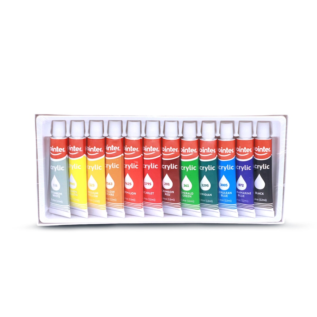 ACRYLIC PAINT, 12ML/0.4 OZ EACH, SET OF 12 COLORS