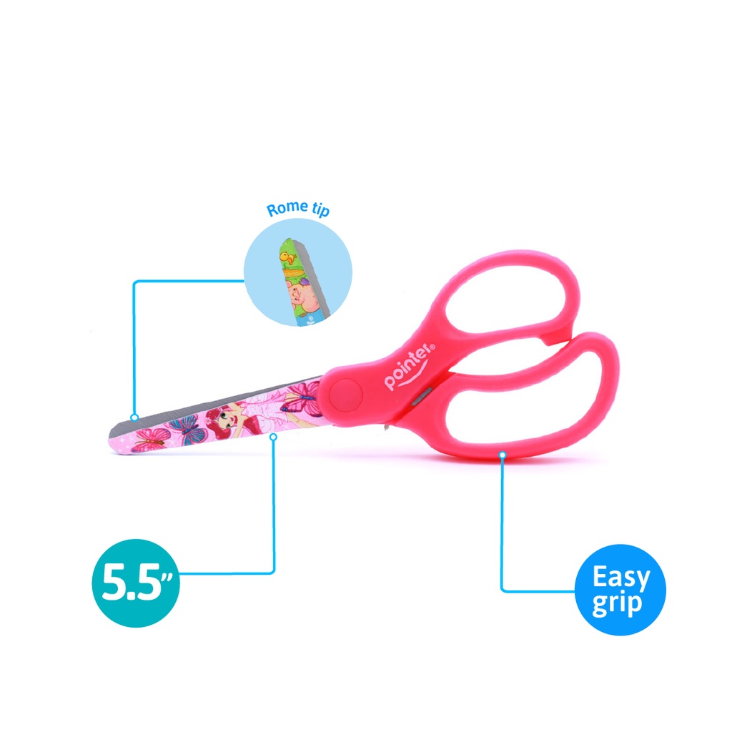 SCHOOL SCISSORS, CHILDREN DECORATED BLADE, 5.5", 1 PIECE 