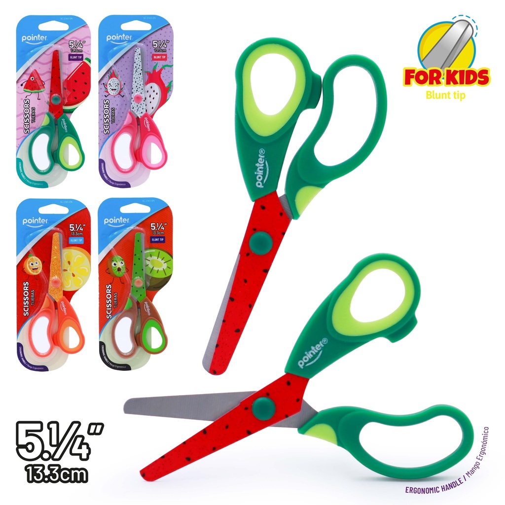 SCHOOL SCISSORS, FRUITS DECORATED BLADE, 5.25", 1 PIECE 