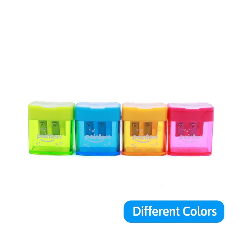 PENCIL SHARPENERS, TWO-HOLE, RECTANGULAR, WITH DISPOSAL CONTAINER, BOX OF 24 PIECES