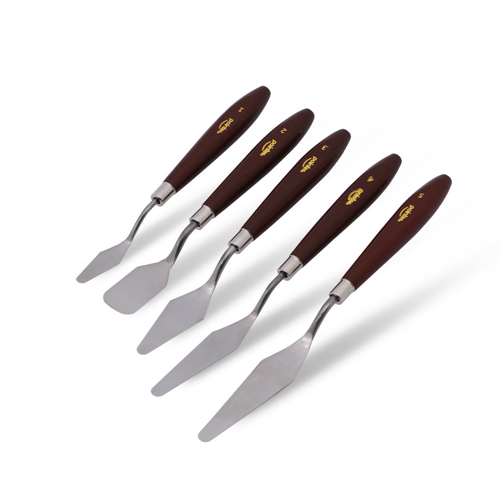 PALETTE KNIFE SET OF WOODEN HANDLES - SET OF 5 PIECES 