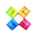 PENCIL SHARPENERS, TWO-HOLE, RECTANGULAR, WITH DISPOSAL CONTAINER, BOX OF 24 PIECES