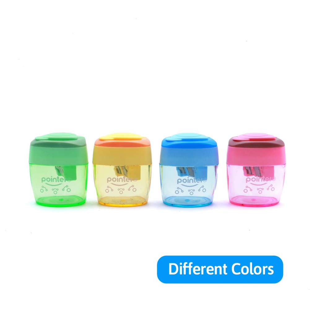PENCIL SHARPENERS, TWO-HOLE, TRIANGULAR, WITH DISPOSAL CONTAINER, BOX OF 12 PIECES