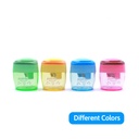 PENCIL SHARPENERS, TWO-HOLE, TRIANGULAR, WITH DISPOSAL CONTAINER, BOX OF 12 PIECES