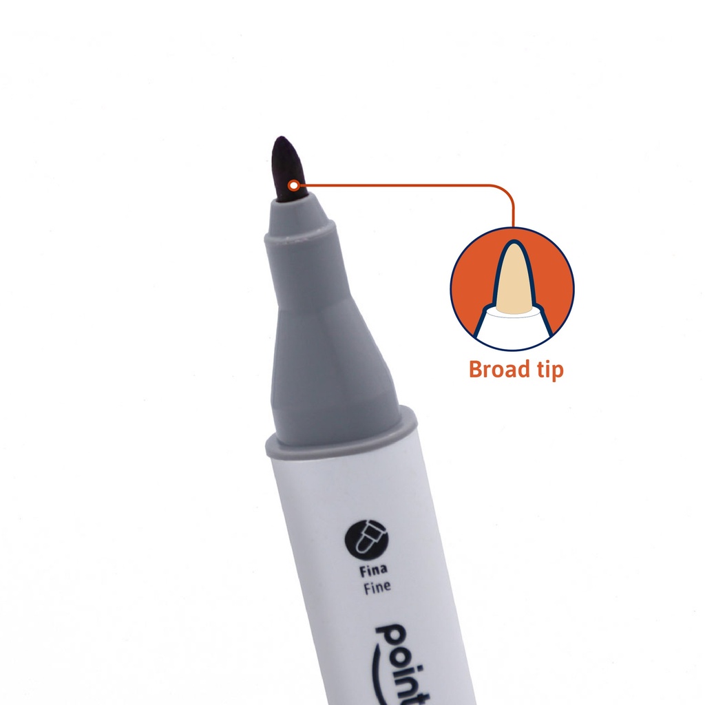DUAL TIP ALCOHOL-BASED INK MARKERS WITH PLASTIC CASE, SET OF 12 COLORS 
