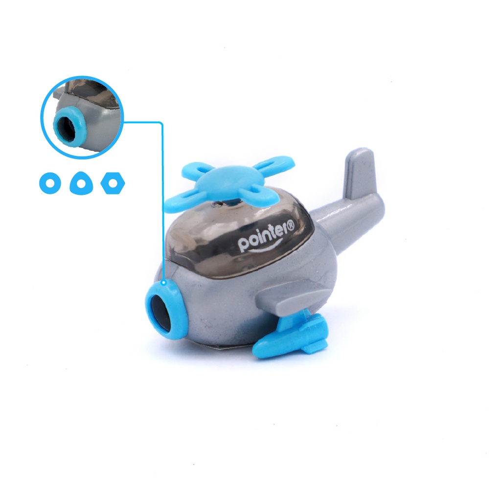 PENCIL SHARPENERS, ONE HOLE, HELICOPTER-SHAPED , BOX OF 24 PIECES