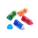 PENCIL SHARPENERS, ONE HOLE, TRIANGULAR, WITH ERASER AND DISPOSAL CONTAINER, BOX OF 24 PIECES
