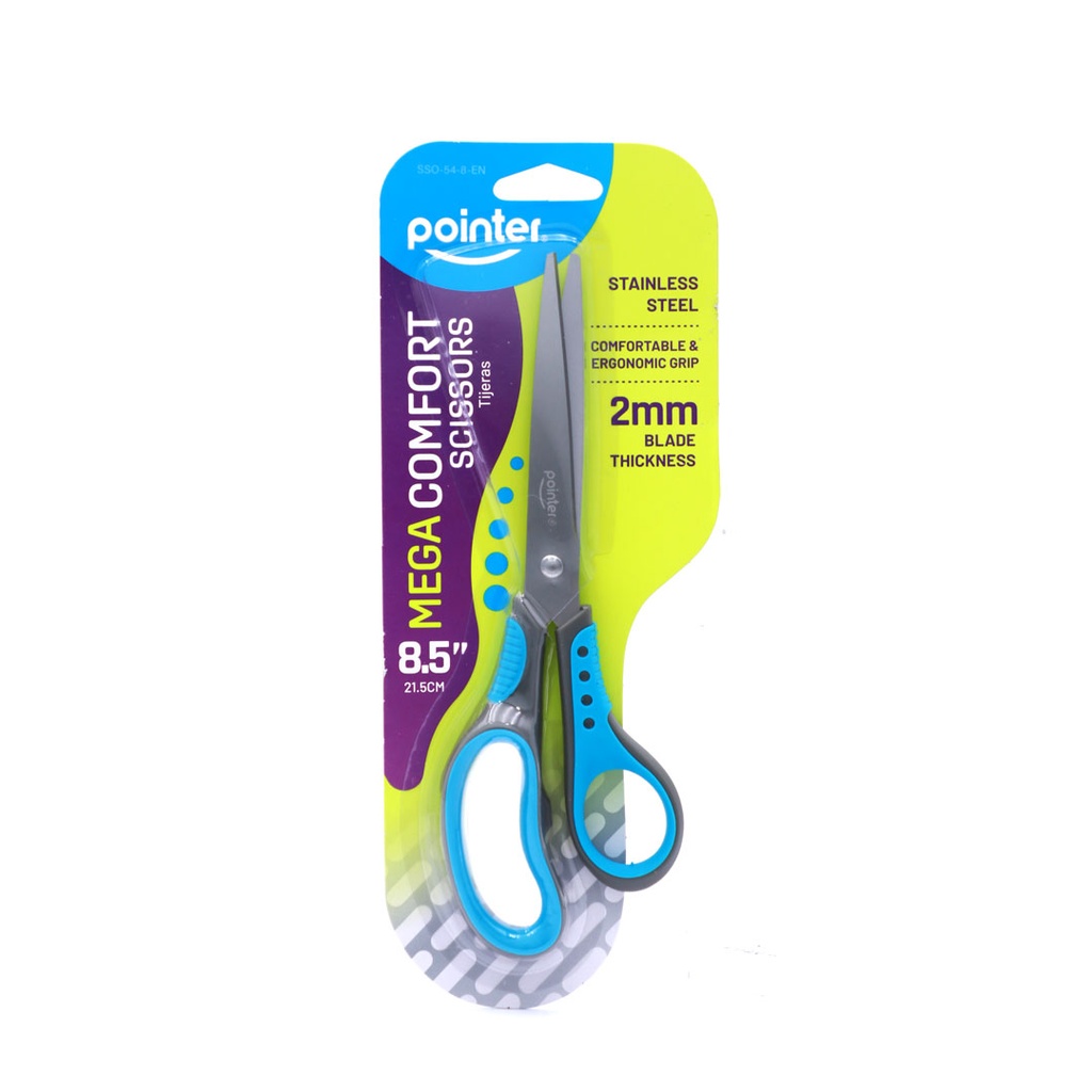SCISSORS, MEGA COMFORT, COLORFUL, 8.5", 2MM BLADE THICKNESS, 1 PIECE 