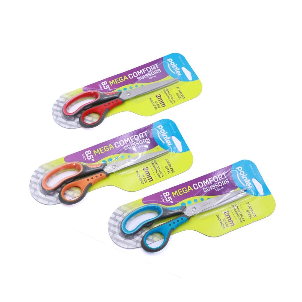 SCISSORS, MEGA COMFORT, COLORFUL, 8.5", 2MM BLADE THICKNESS, 1 PIECE 