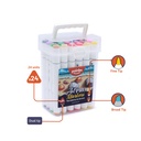 DUAL TIP ALCOHOL-BASED INK MARKERS WITH PLASTIC CASE, SET OF 24 COLORS 