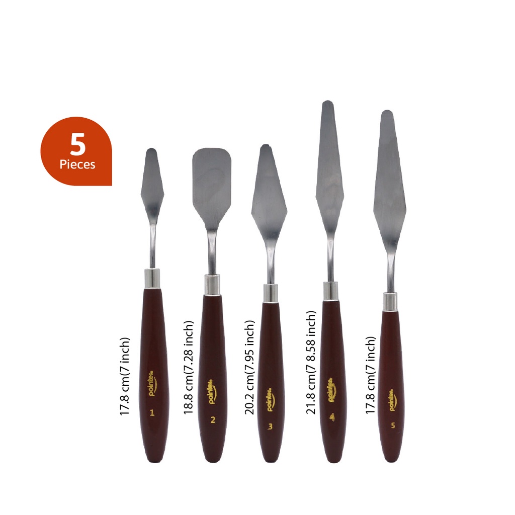 PALETTE KNIFE SET OF WOODEN HANDLES - SET OF 5 PIECES 