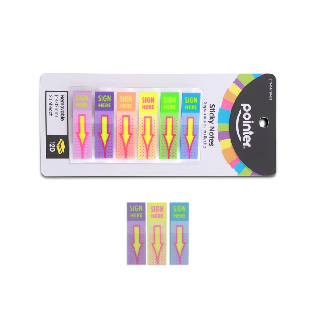 STICKY NOTES, ARROW SIGN HERE, 6 COLORS, SET OF 120 SHEETS 