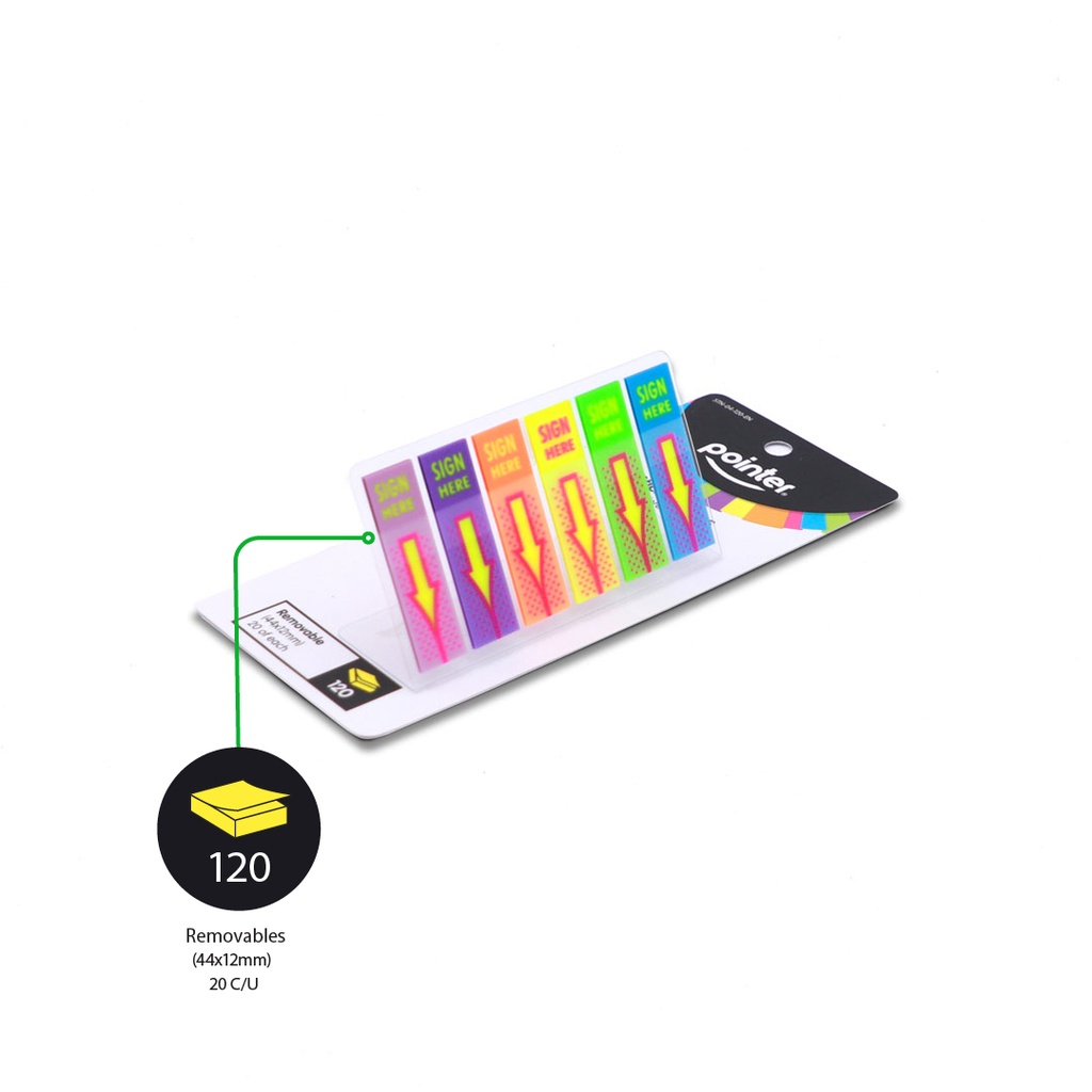 STICKY NOTES, ARROW SIGN HERE, 6 COLORS, SET OF 120 SHEETS 