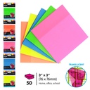STICKY NOTES, NEON TRANSLUCENT,  3X3", SET OF 50 SHEETS