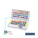 WATERCOLOR PAINT WITH BRUSH PENS PALETTE SPONGE, SET OF 36 COLORS 