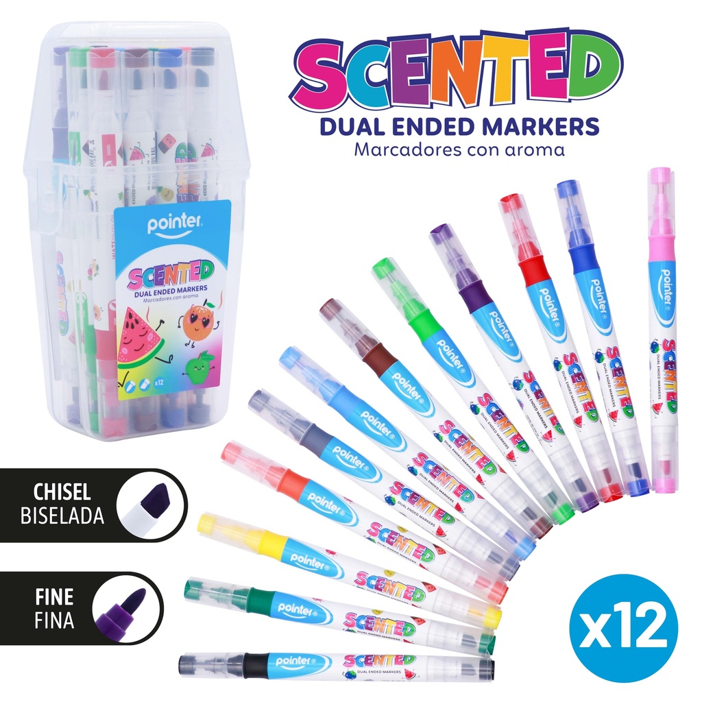 DUAL TIP MARKERS, SCENTED , FOR CHILDREN, SET OF 12 PIECES