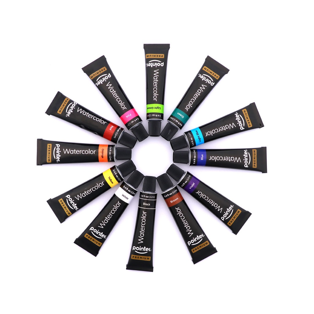 WATERCOLOR PAINT, 12ML/0.4 OZ EACH, SET OF 12 COLORS