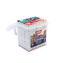 DUAL TIP ALCOHOL-BASED INK MARKERS WITH PLASTIC CASE, SET OF 48 COLORS 