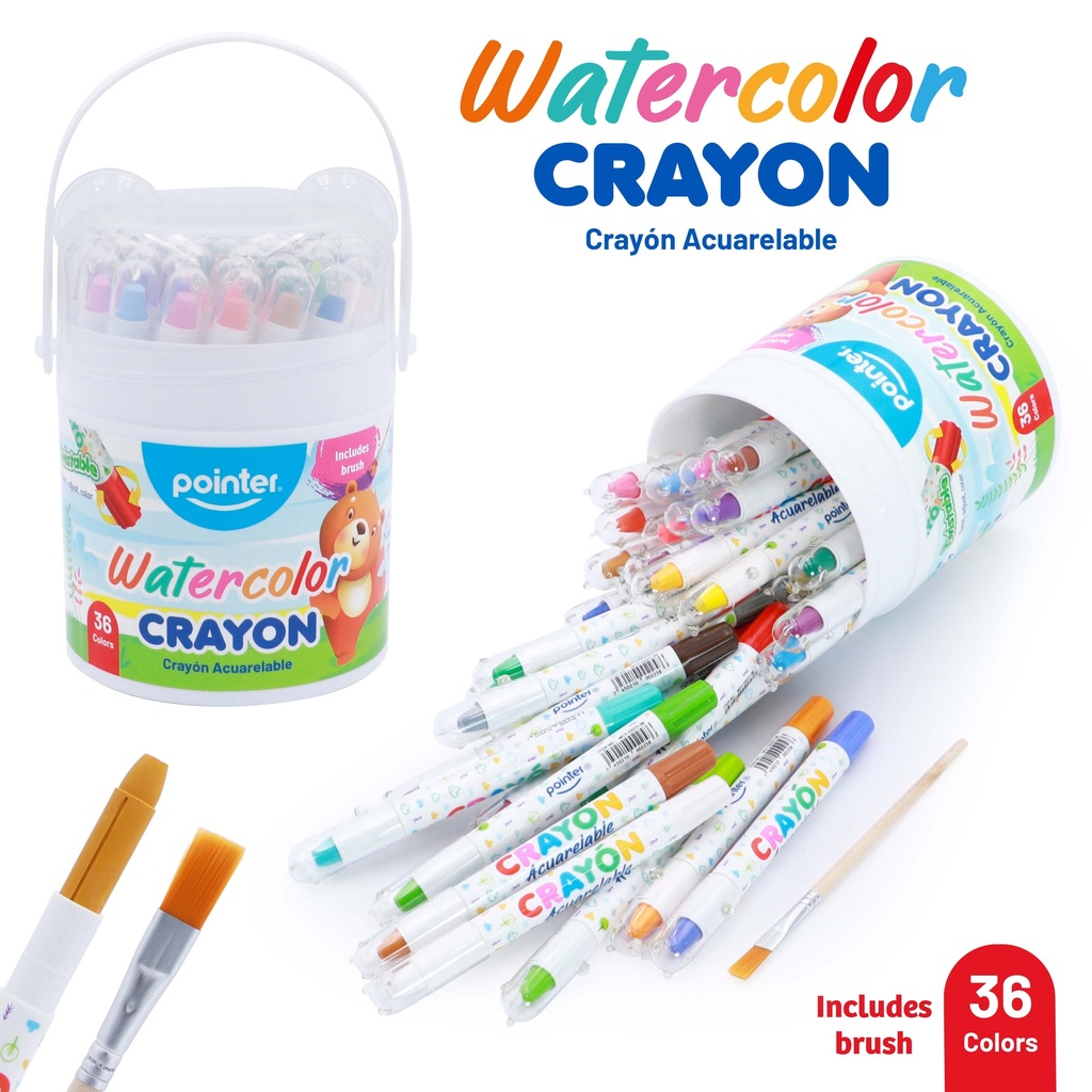 WATERCOLOR CRAYONS RETRACTABLE, SET OF 36 COLORS