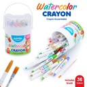WATERCOLOR CRAYONS RETRACTABLE, SET OF 36 COLORS
